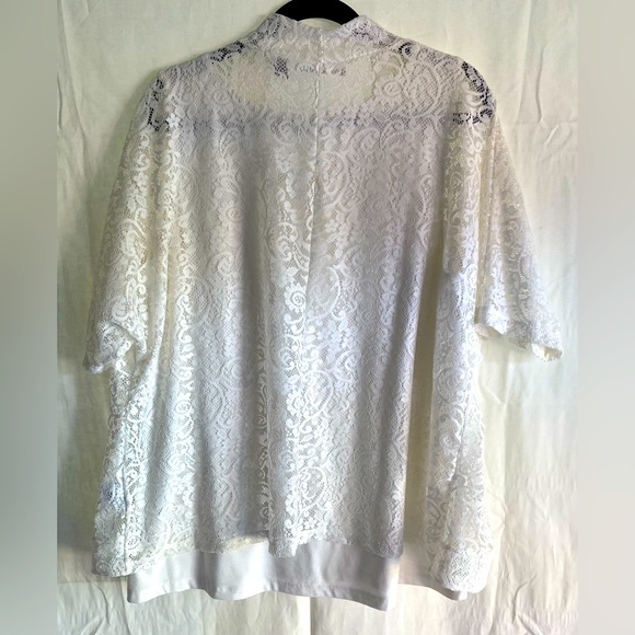 Sag Harbor Tops Womens Sag Harbor White Tank With Lacey Shrug Size